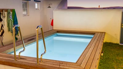 swimming pool at night